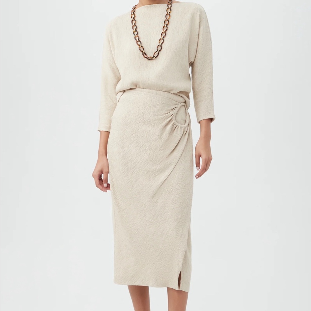 Trina Turk set Abiba Gathered Faux-Wrap Midi Skirt & Top
